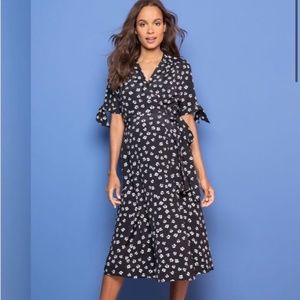 Seraphine midi black floral wrap dress